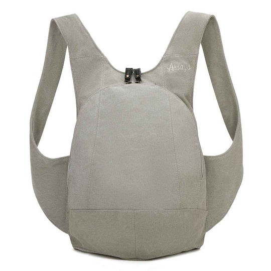 Sac à dos Estival Arsayo gris clair toile confortable ergonomique antivol sécurise vegane face
