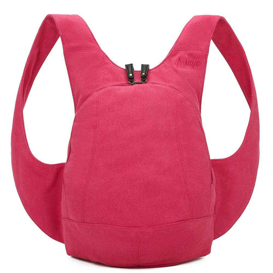 Sac à dos Estival Arsayo rose fuchsia toile confortable ergonomique antivol sécurise vegane face