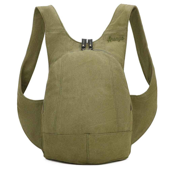 Sac à dos Estival Arsayo vert kaki toile confortable ergonomique antivol sécurise vegane face