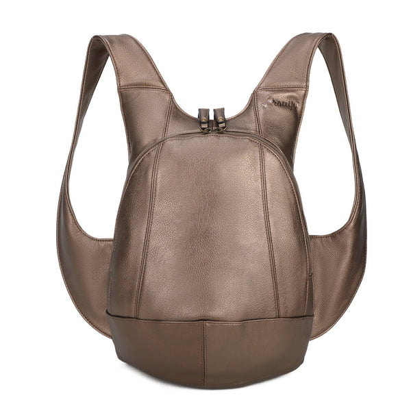 Sac à dos antivol vegan Arsayo Original bronze métallisé, vue de face