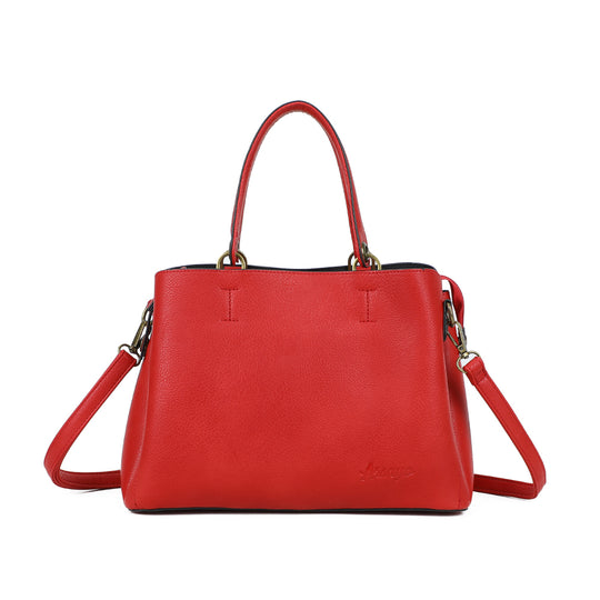 Vue de face du sac à main  rouge sécurisé Arsayo Passiflore