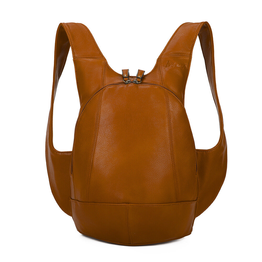 Sac à dos marron camel confortable ergonomique antivol sécurise vegane ecoresponsable cuir