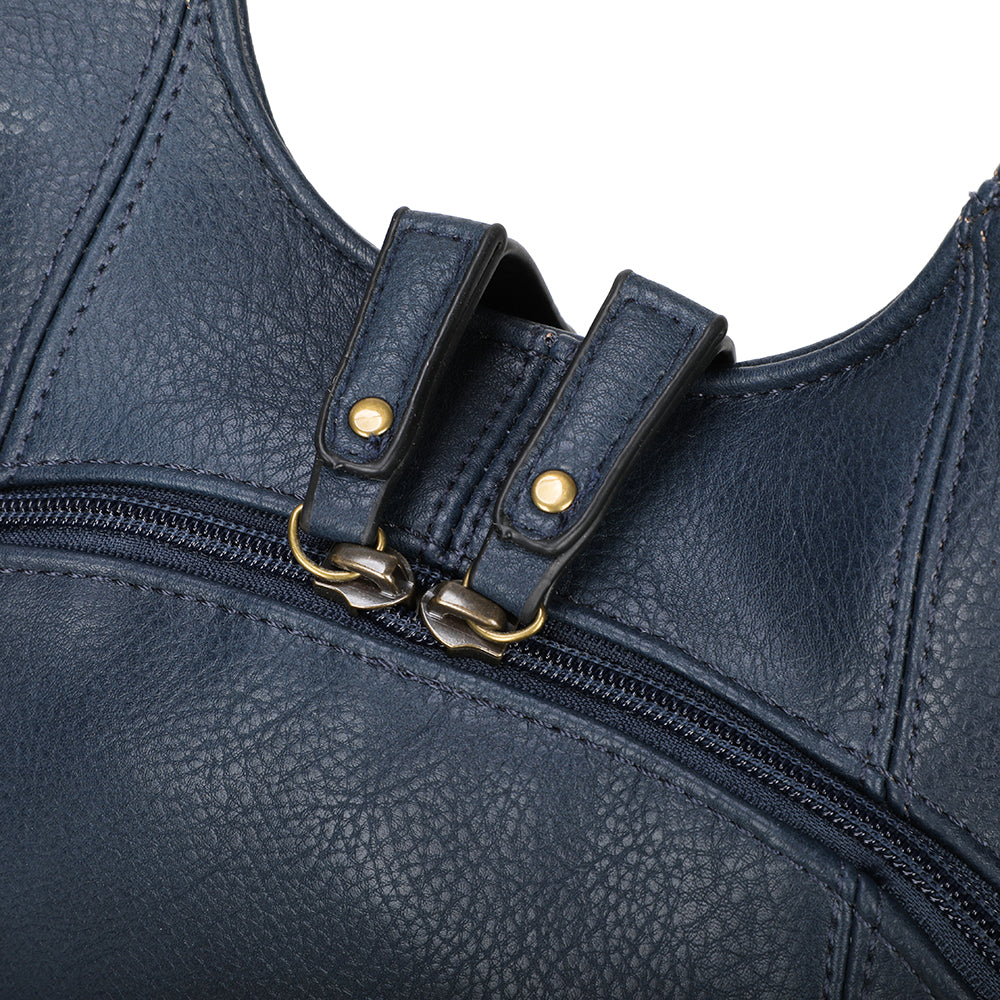 Sac à dos bleu marine confortable ergonomique antivol sécurise vegane ecoresponsable cuir