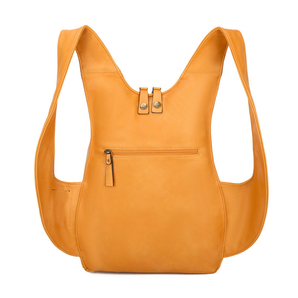 Sac à dos jaune moutarde confortable ergonomique antivol sécurise vegane 