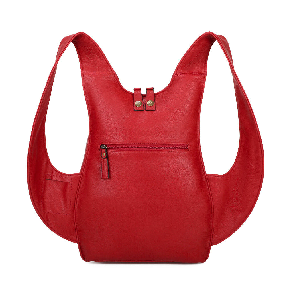 Sac à dos rouge confortable ergonomique antivol sécurise vegane ecoresponsable cuir