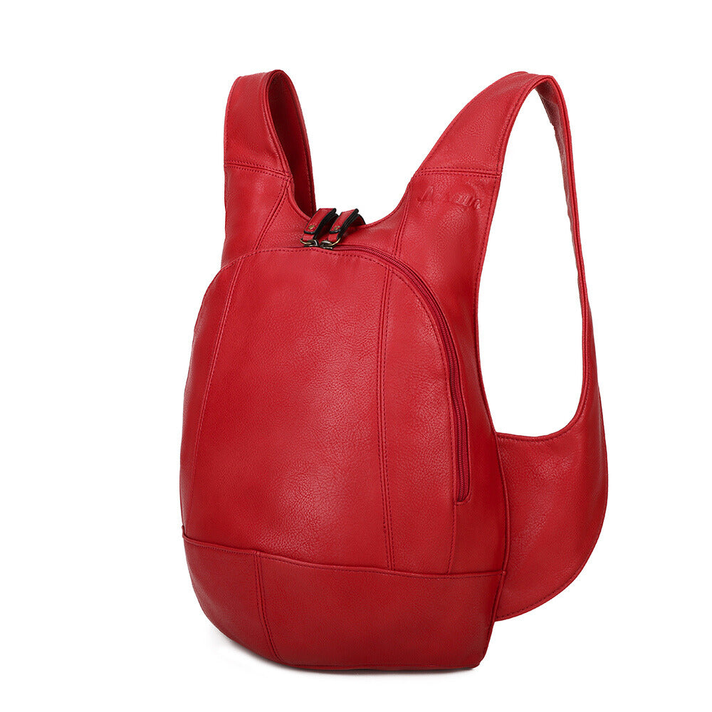 Sac à dos rouge confortable ergonomique antivol sécurise vegane ecoresponsable cuir