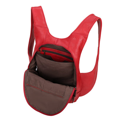 Sac à dos rouge confortable ergonomique antivol sécurise vegane ecoresponsable cuir