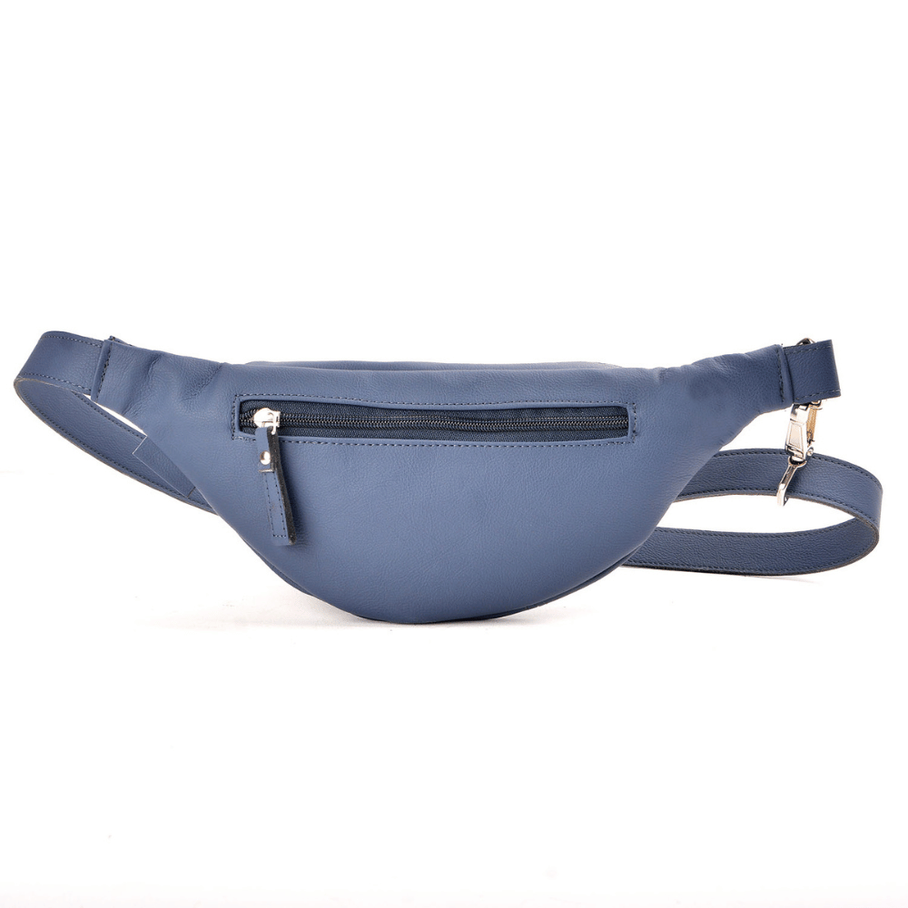 Sac banane bleu appleskin cuir vegan leger arriere