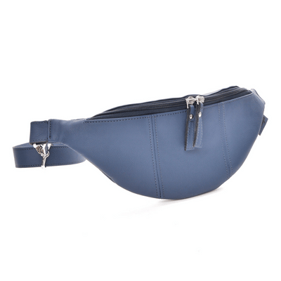 Sac banane bleu appleskin cuir vegan leger cote