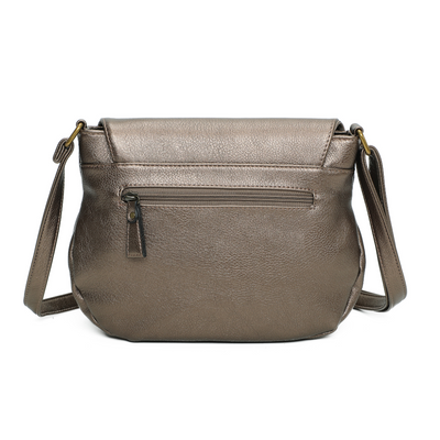 Sac besace bronze cuir vegan pratique arriere