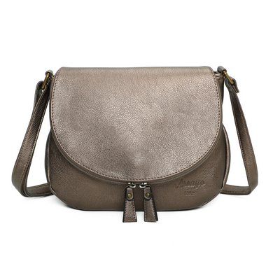 Sac besace bronze cuir vegan pratique face