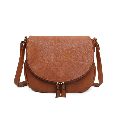 Sac besace camel cuir vegan pratique 