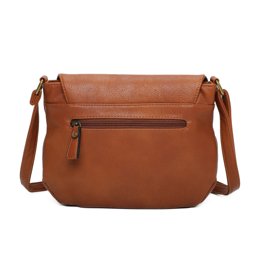 Sac besace camel cuir vegan pratique arriere