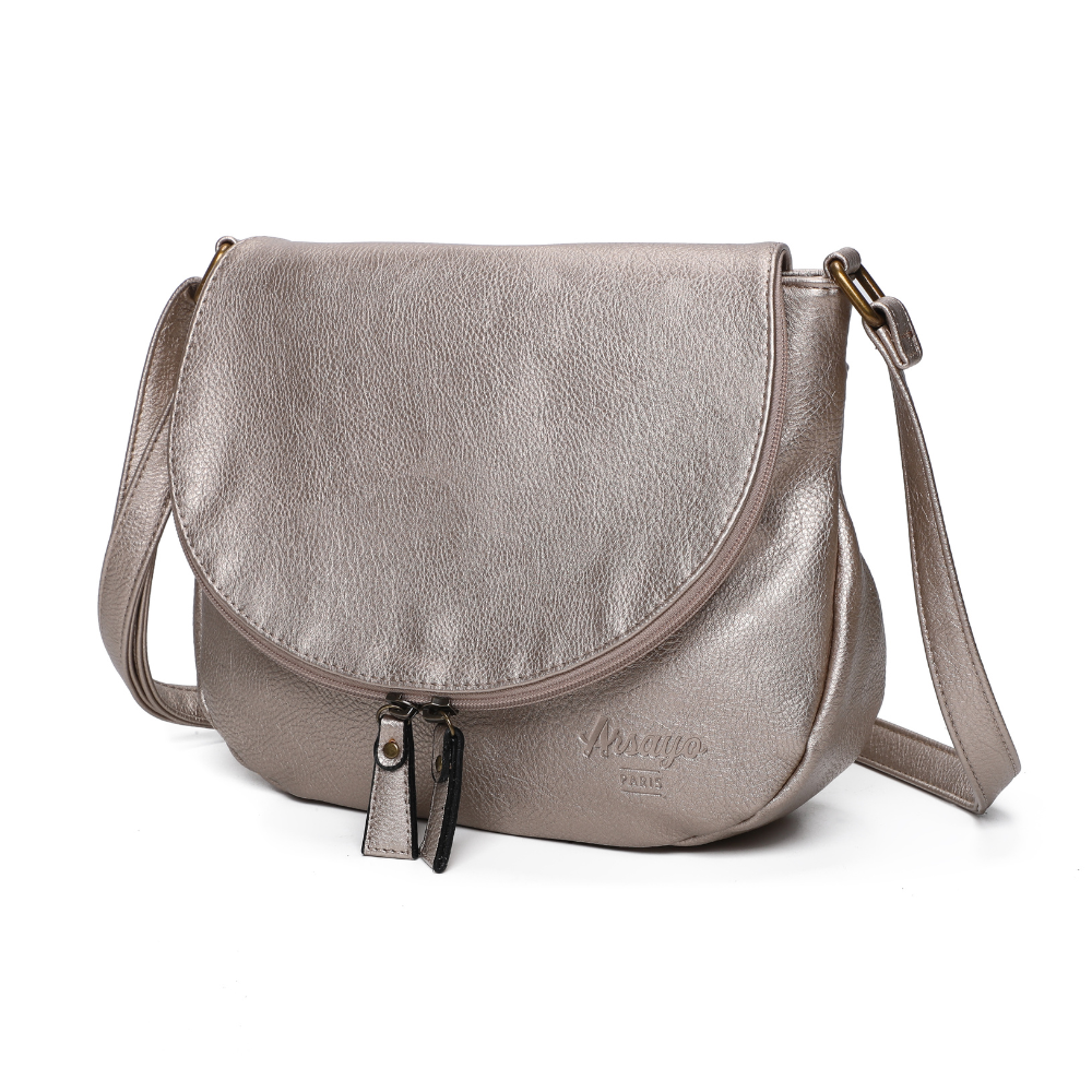 Sac besace champagne cuir vegan pratique cote