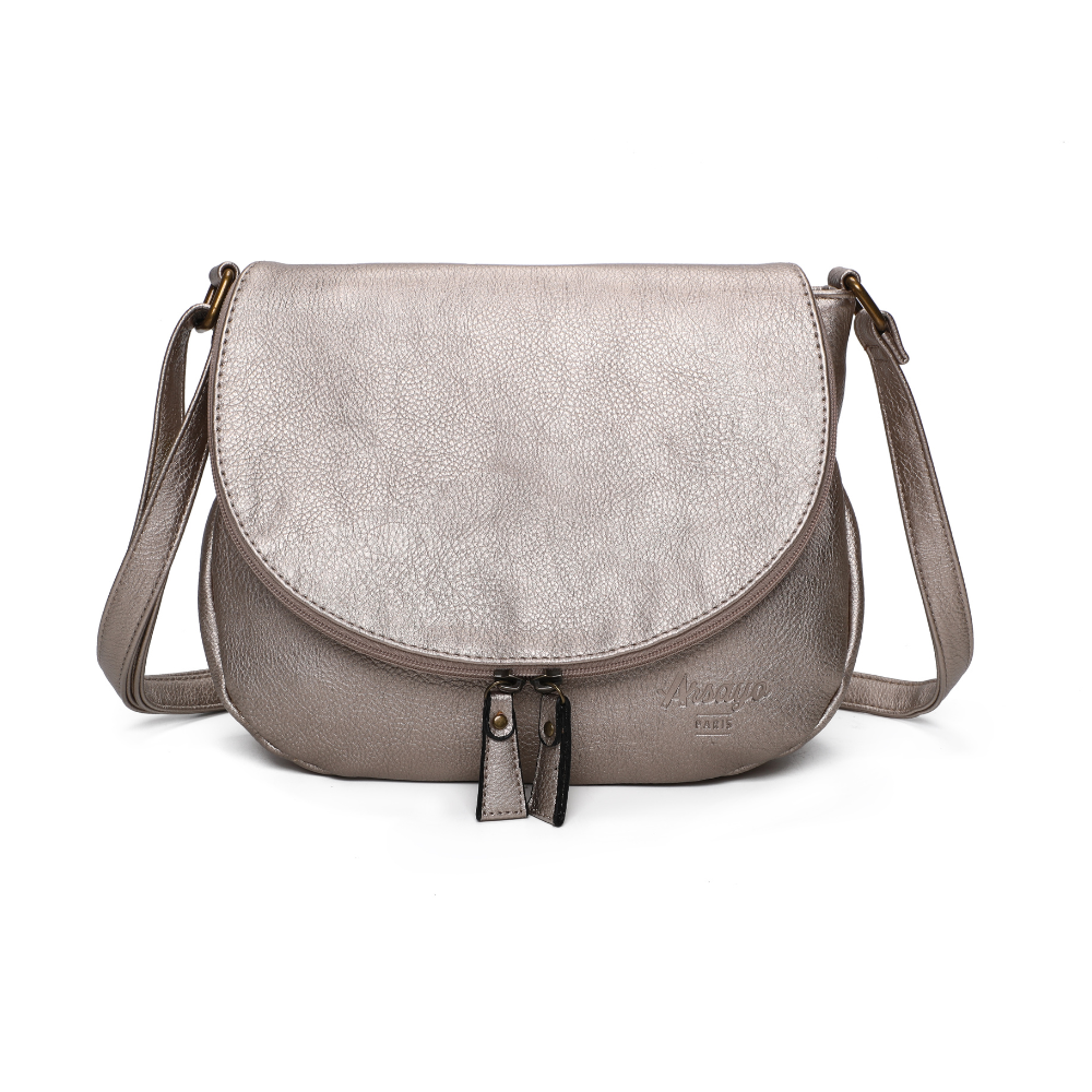 Sac besace champagne cuir vegan pratique face