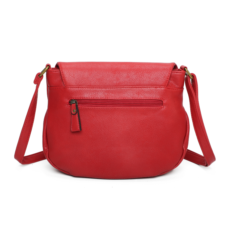 Sac besace rouge cuir vegan pratique arriere