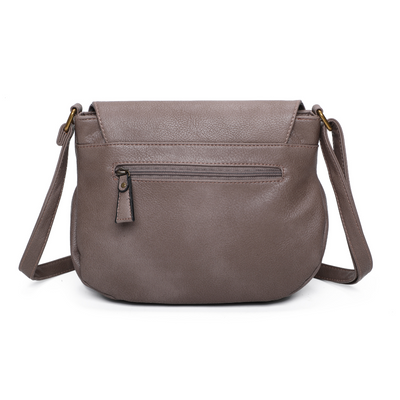 Sac besace taupe cuir vegan pratique arriere