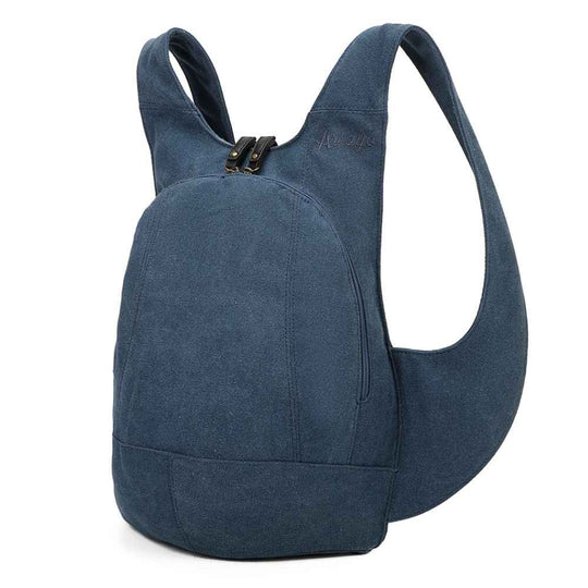 Sac à dos Estival Arsayo bleu marine jean toile confortable ergonomique antivol sécurise vegane cote