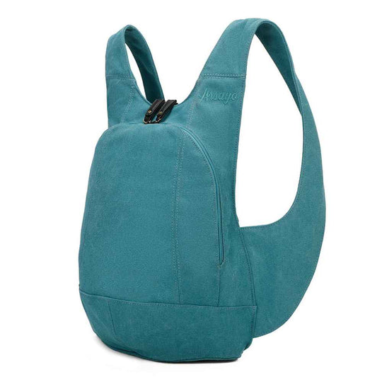 Sac à dos Estival Arsayo bleu turquoise toile confortable ergonomique antivol sécurise vegane cote
