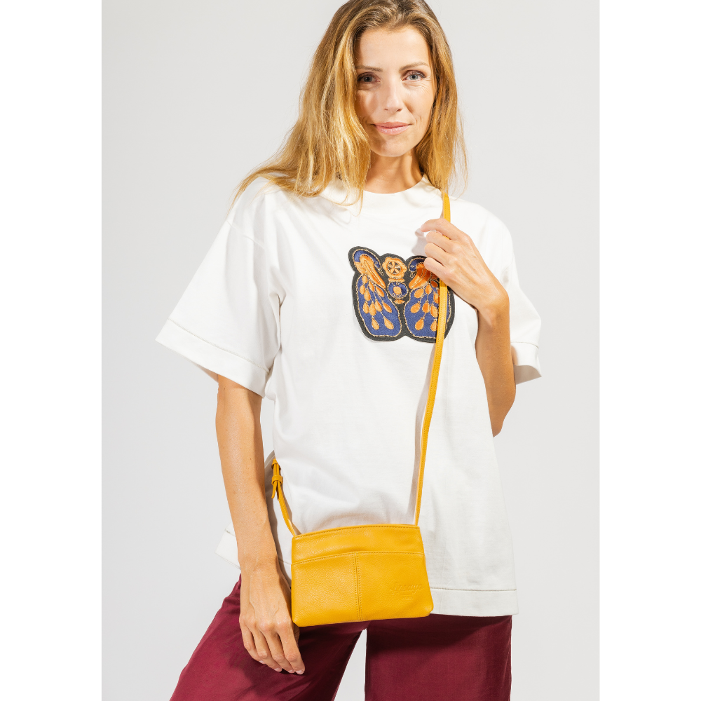 Sac pochette jaune moutarde top