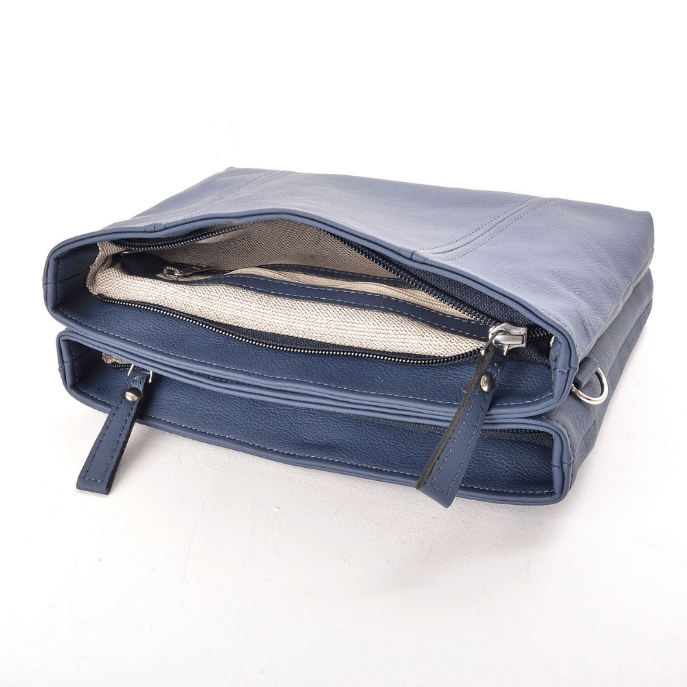 sac a main bleu marine cuir vegan appleskin  pratique ecoresponsable ethique interieur